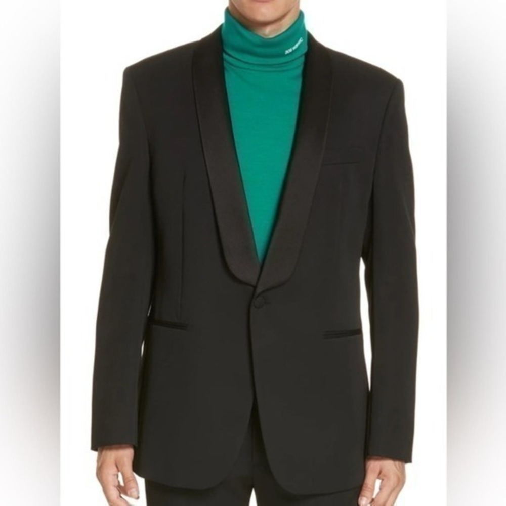 Calvin Klein Black Wool Tuxedo Dinner Jacket Size 42R New